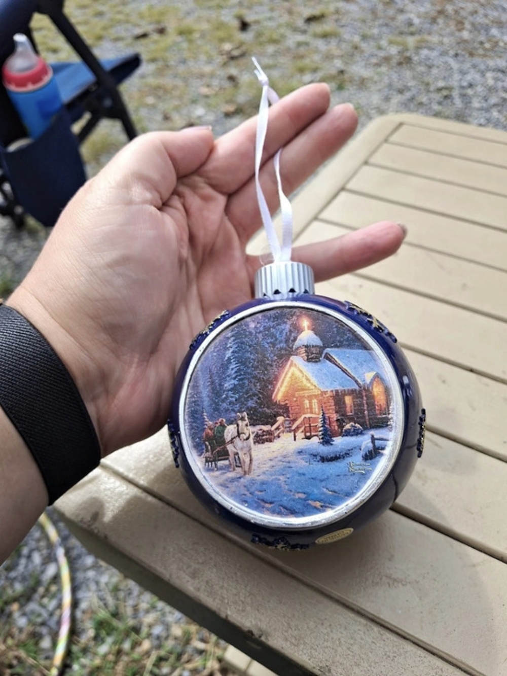 Thomas kincade Christmas ornament Blue & Gold Holiday Ornament